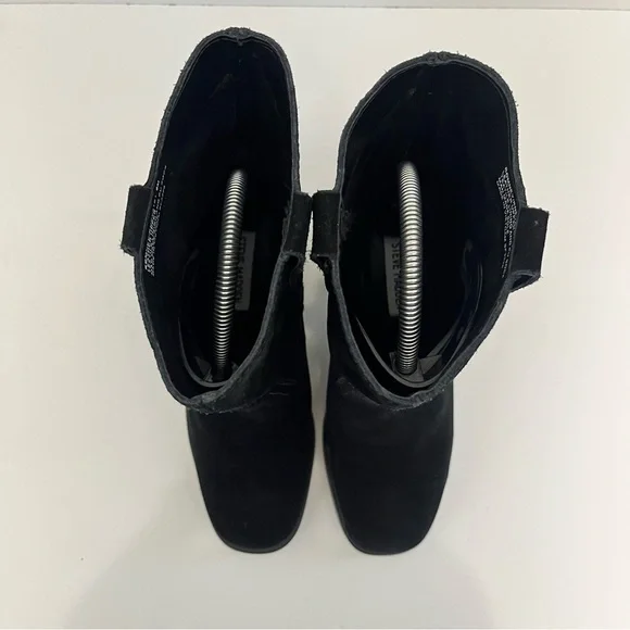 Steve Madden Romney Mid-Calf Boots Black Leather Block Heel Almond Toe Size 6 - Picture 5 of 13